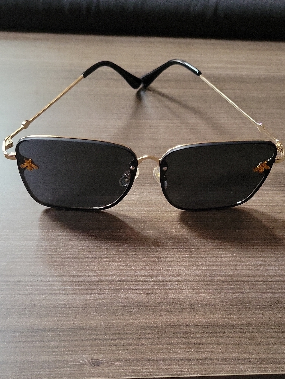 Womens Black and Gold Sunglasses  With Bee Accents